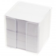 Cubo Carta Bianca per Appunti dorso Incollato in contenitore PL trasparente - Wiler C1