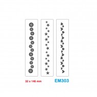 Cartelle effetto rilievo 2D Embossing set da 3 Forme Bottoni / Cuori / Stelle 32x146mm - Wiler EM303