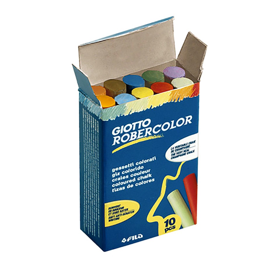 Gessi colorati robercolor tondi in scatola da 10 pezzi Giotto 538900
