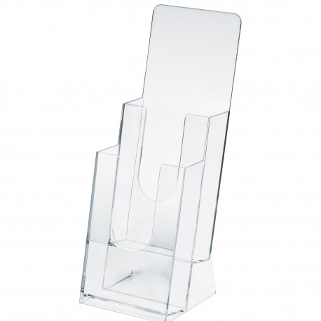 Portadepliant a 2 Scomparti (1/3 A4) in Plastica Trasparene Formato cm. 11x33 - Lebez 5025