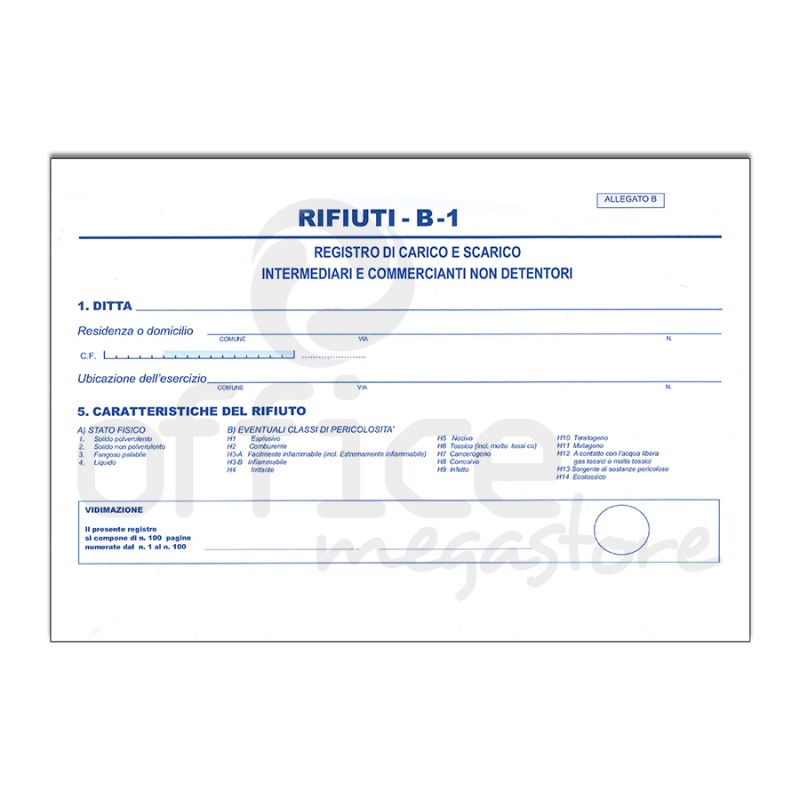 Registro carico/scarico rifiuti detentori (Mod. A) - 22,5 x 29,7cm - 100pg  - numerate - Edipro su
