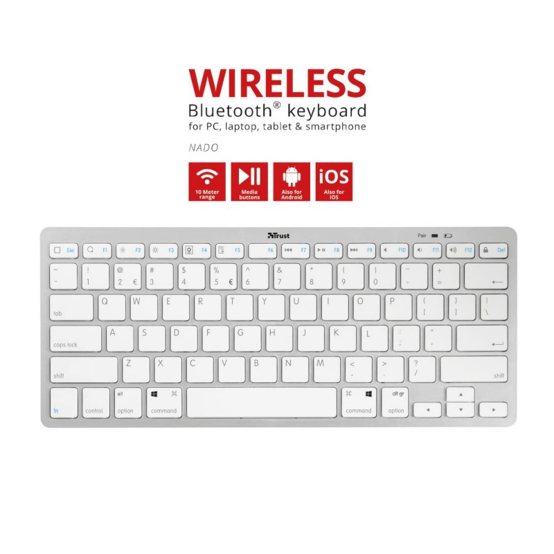Tastiera QWERTY wireless bluetooth Keyboard per PC, laptop