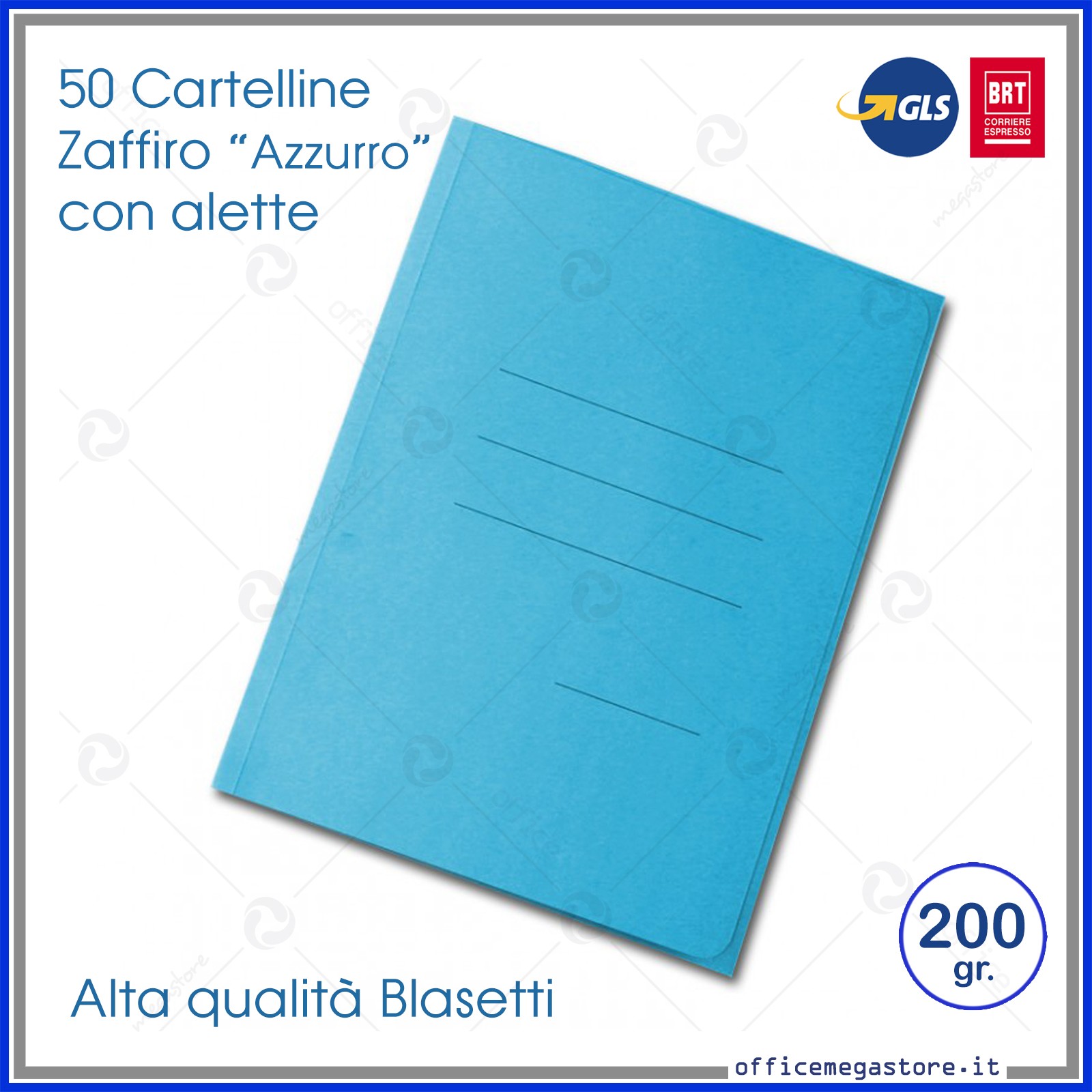 Cartelline 3 lembi cartelle con alette per ufficio Blasetti Zaffiro