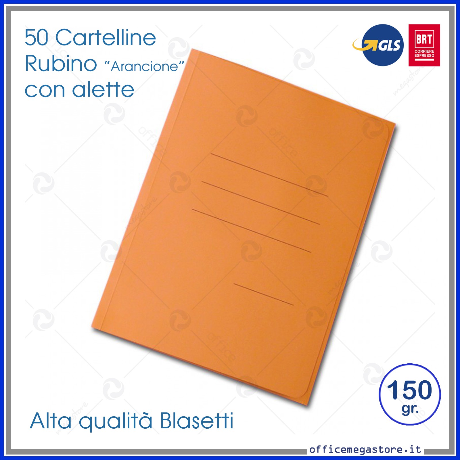 CARTELLA MANILLA 3 LEMBI ARANCIO CONF.50 CARTELLE