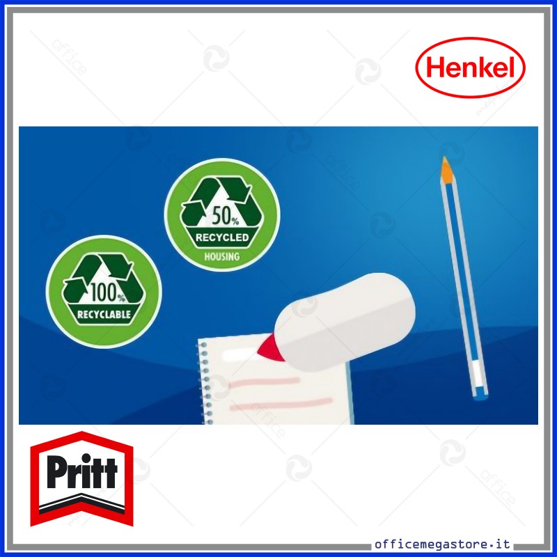 Henkel 11212 Pritt compatto Correttore Dispenser Nastro 6 mm x 10 m riscrivere immediata ideale scrittura manuale protezione punta colori assortiti 