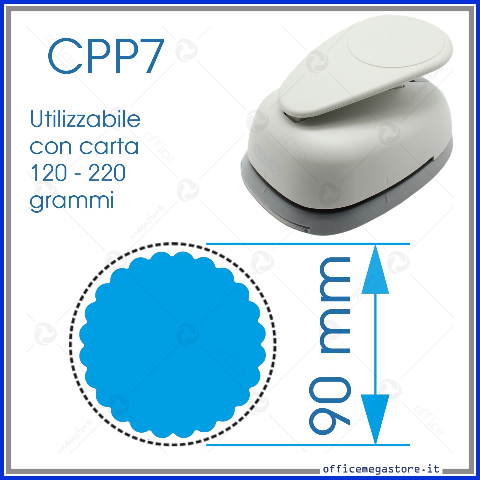 Fustella a leva craft punch per carta cerchio smerlato 90 mm CPP704