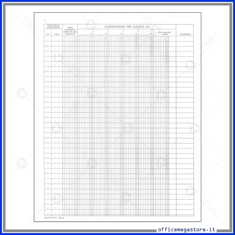 Registro di emergenza dei corrispettivi, per mancato o irregolare  funzionamento dei Registratori Telematici (RT) a più aliquote - prenumerato  - 46 pagine - 31x24,5 cm