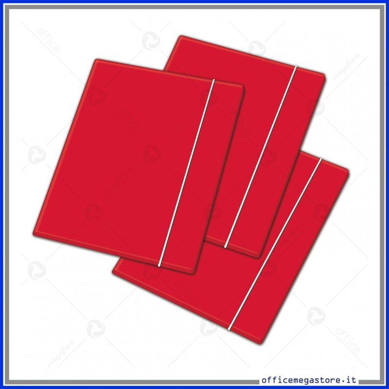 Cartellina con elastico - cartone plastificato - 35 x 50 cm - rosso -  Cartotecnica del Garda su