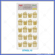 Etichette adesive stickers glitter forma Pacchi di natale colore oro 1 foglio 105x200 mm Wiler STKGL10