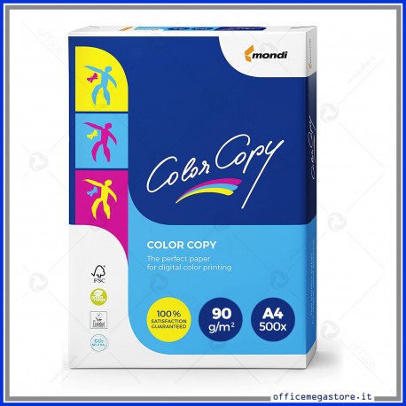 Risma di Carta 90g A4 Color Copy 500 fogli per stampa digitale a colori ad alta qualità Mondi 6316