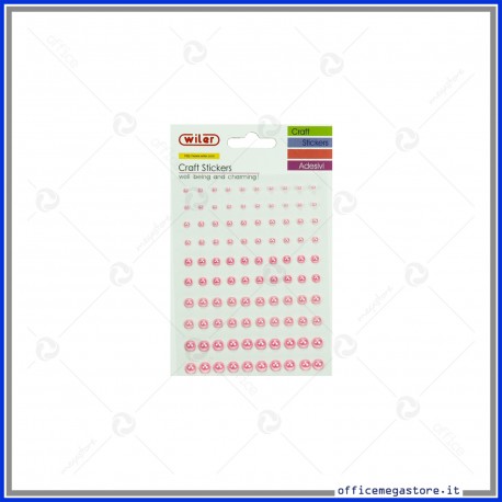 Stickers perle adesive misure miste 3mm 4mm 5mm 6mm 7mm colore rosa Wiler STKP401P