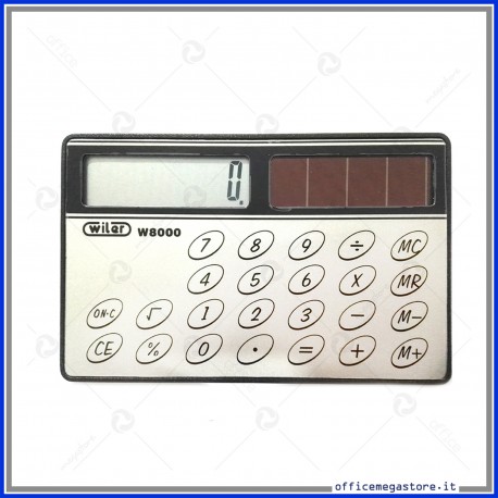 Calcolatrice ad 8 cifre formato carta di credito ad energia solare Wiler W8000