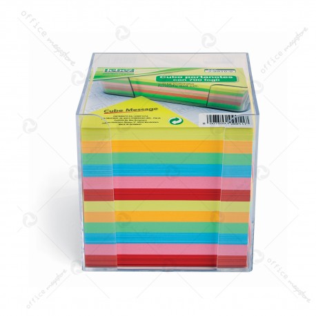 Cubo carta colorata con contenitore per appunti dorso incollato Lebez J-9910-0