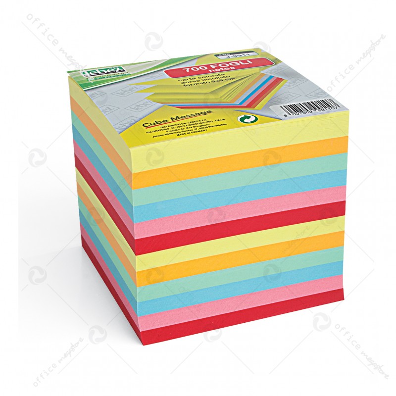 Cubo carta colorata da 700 fogli colorati per appunti dorso incollato