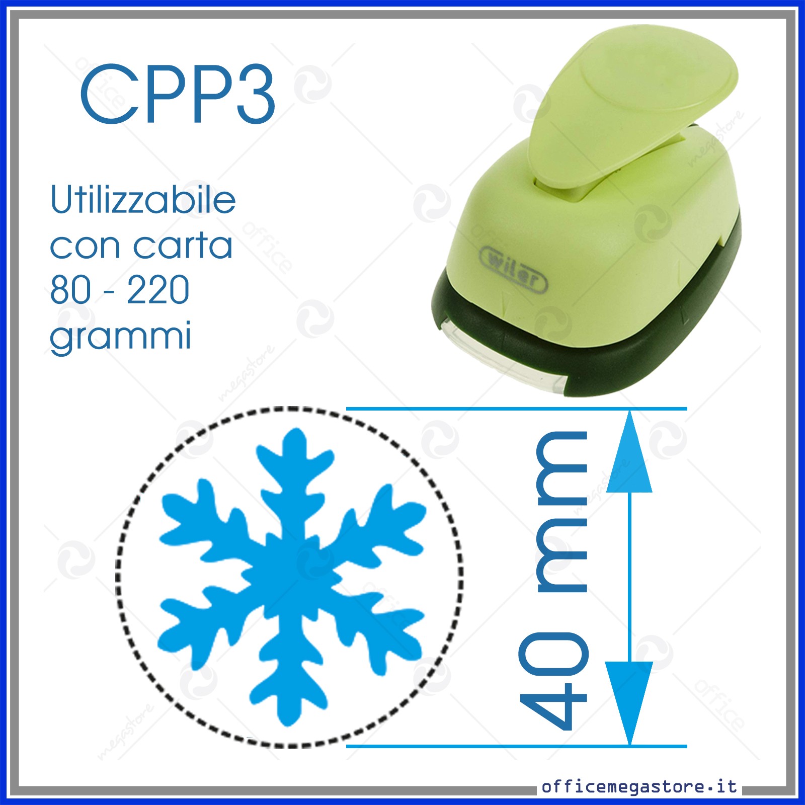 Fustella Maxi 40mm forma Fiocco di Neve - Wiler CPP303