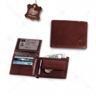 Portafoglio portamonete in pelle selezionata, con patella porta patente marrone Niji Tempora Time 279-M