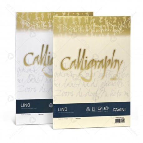 Carta Lino Avorio A4 200g Calligraphy 50 Fogli cartoncino goffrato naturale Favini A69Q614