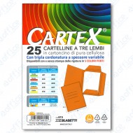 Cartelline 3 Lembi Cartex colore Arancio intenso formato 25x33cm 180g blister da 25 cartelle Blasetti 615
