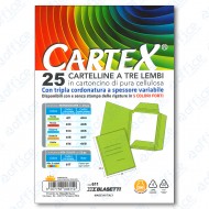Cartelline 3 Lembi Cartex colore Verde intenso formato 25x33cm 180g blister da 25 cartelle Blasetti 611