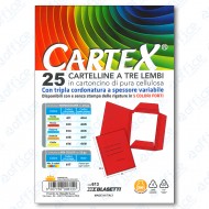 Cartelline 3 Lembi Cartex colore Rosso intenso formato 25x33cm 180g blister da 25 cartelle Blasetti 613
