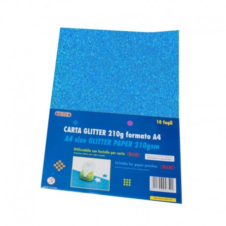 Carta Glitter 10 Fogli Blu cielo - Wiler GLP10C12