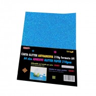 Carta Glitter Blu cielo Autoadesiva 10 Fogli 210g - Wiler GLP10AC12