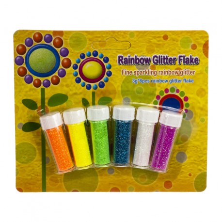 Blister Glitter Rainbow Polvere 6 tubetti da 3g - Wiler GF063R