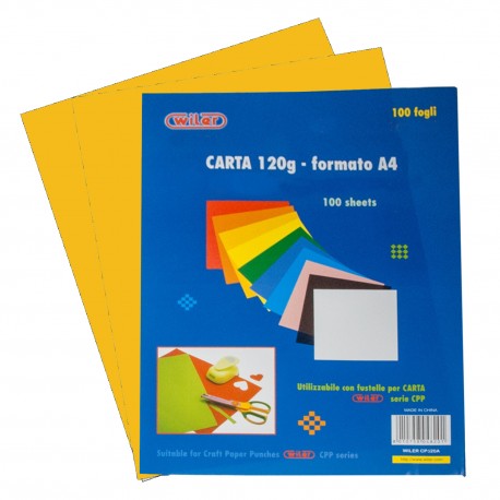 Carta Colorata Giallo intenso 120g Formato A4 100 fogli - Wiler CP120C06
